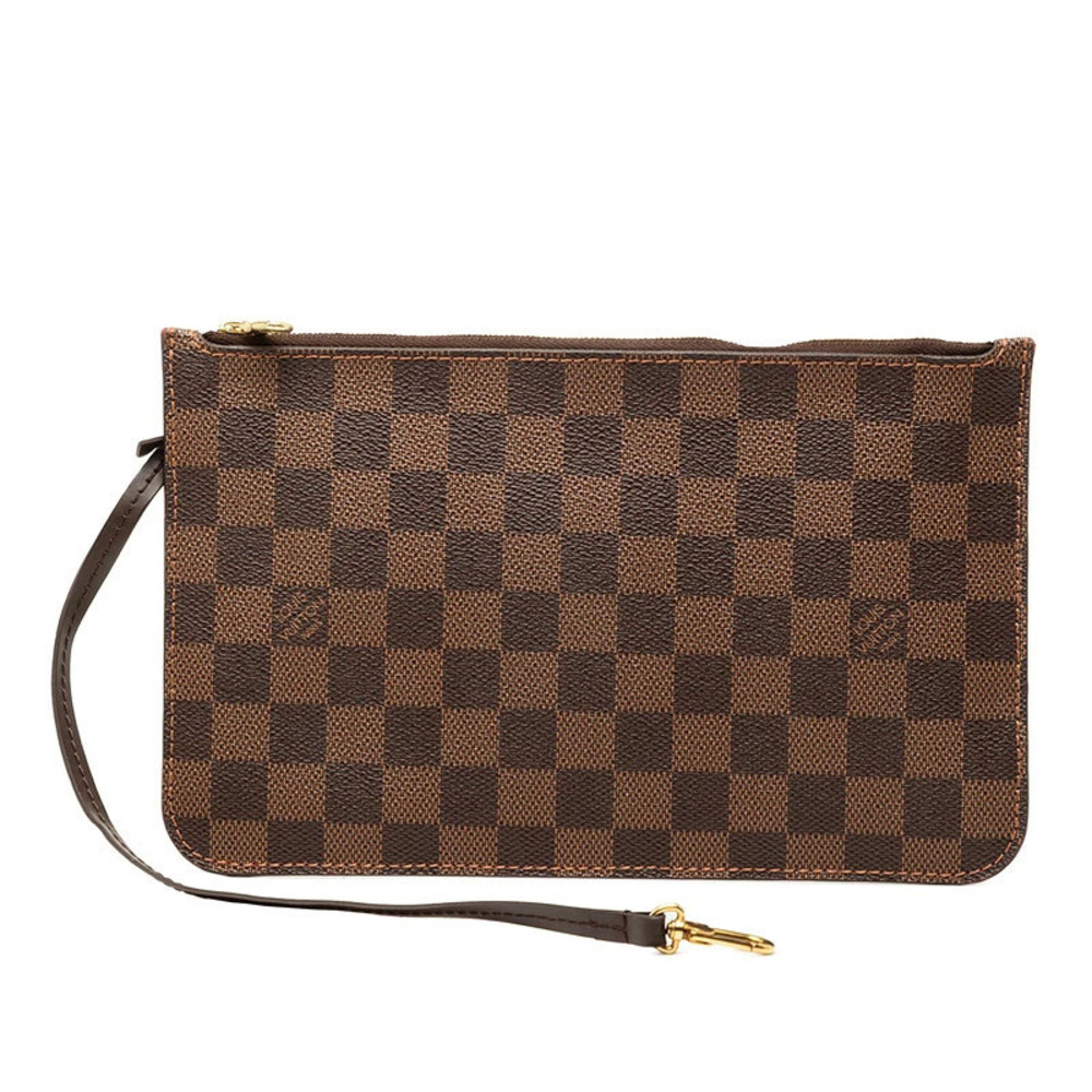 Louis Vuitton Neverfull bag attached Pouch Clutch brown leather